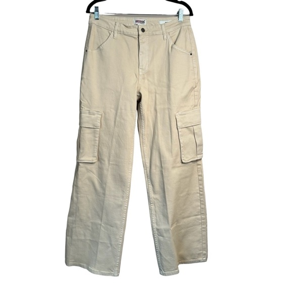 Guess Denim - Guess Urban Fit Baggy Wide Leg Cargo Khaki Jeans Tan Women’s 30
